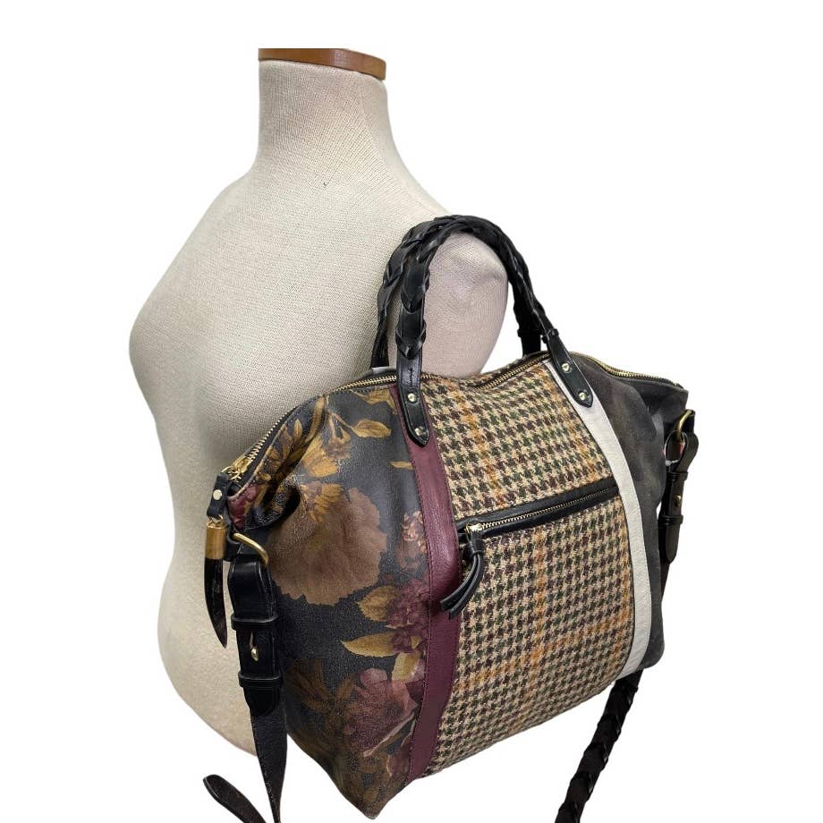 Kempton & Co Dylan Holdall Handbag Purse Harris Tweed Camo Black Peony - Premium from Kempton & Co. - Just $399.00! Shop now at Finds For You