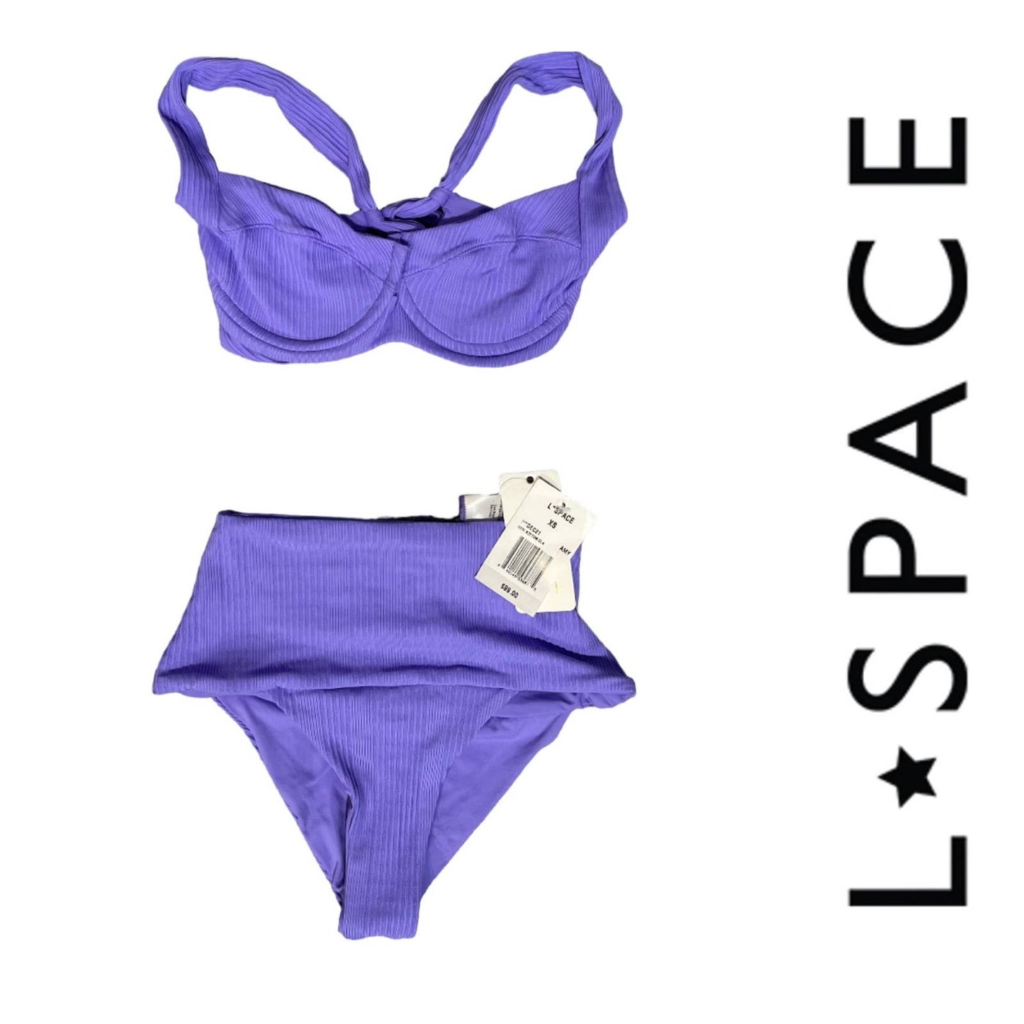 L*SPACE Revolve Set Camellia Pointelle Bikini Top Desi Bottom Swim XS Amethyst - Premium from L*SPACE - Just $119.0! Shop now at Finds For You