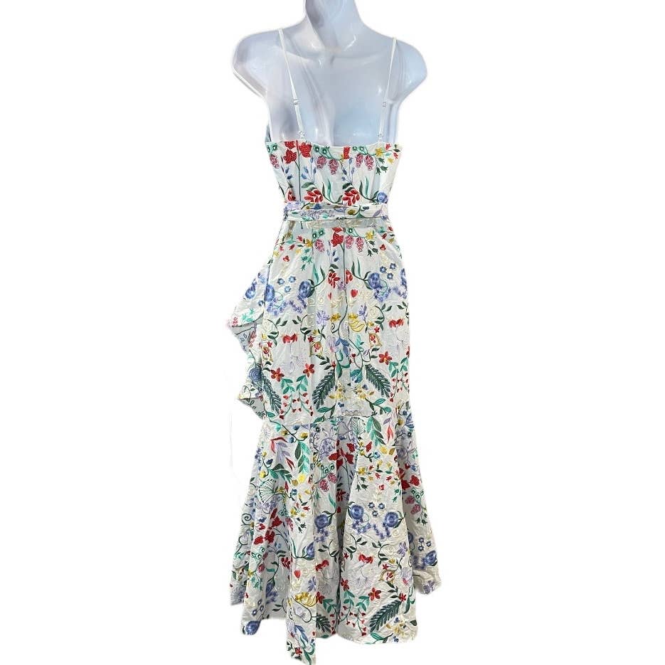 Dress The Population Salome Embroidered Wrap Midi Dress Size XS New