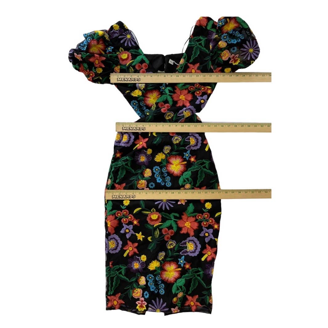 Dress The Population Embroided Cut Out Puff Sleeve Midi Dress Small New - Premium from Dress The Population - Just $159.0! Shop now at Finds For You