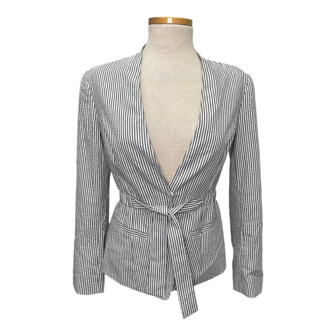 Lafayette 148 New York Seersucker Black White Striped Blazer Jacket Size 4 - Premium from Lafayette 148 New York - Just $99.0! Shop now at Finds For You
