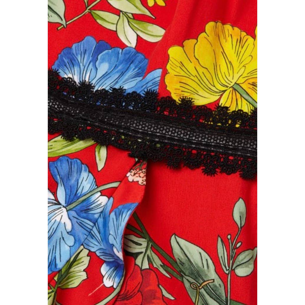 Alice + Olivia Kirby Lace Trimmed Fit and Flare Floral Dress Size 2 Red - Premium from Alice + Olivia - Just $199.0! Shop now at Finds For You