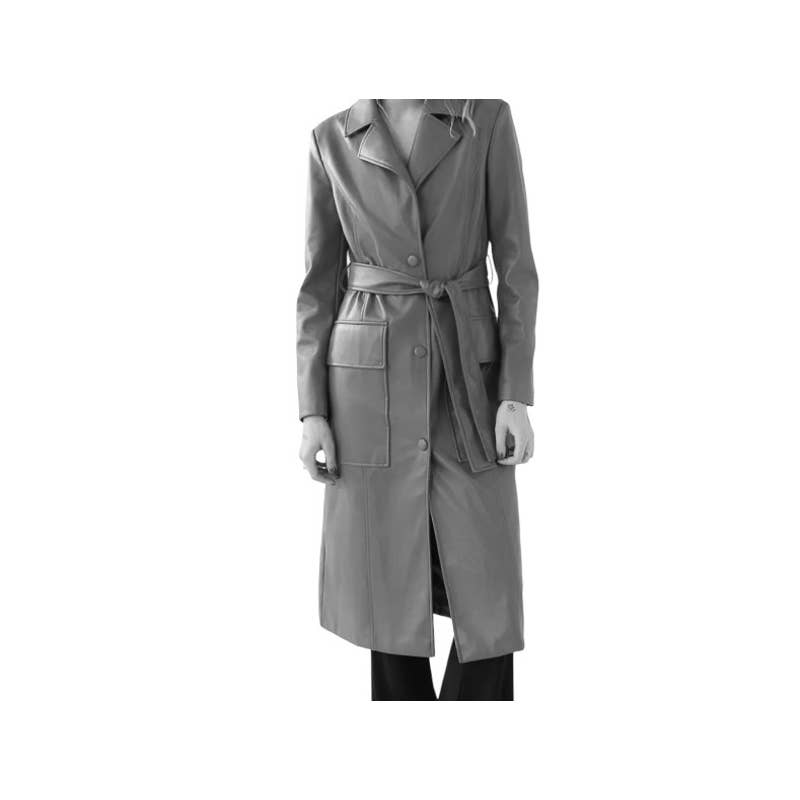 Urban Outfitters Ryan Faux Leather Trench Coat Off White Size M New - Premium from Urban Outfitters - Just $129.0! Shop now at Finds For You