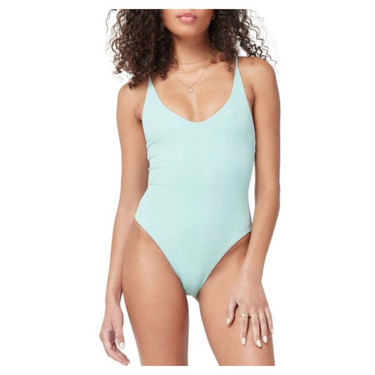 L*SPACE Gianna Pointelle One Piece Bathing Suit Swimsuit Size S Blue - Premium  from L*SPACE - Just $99.0! Shop now at Finds For You