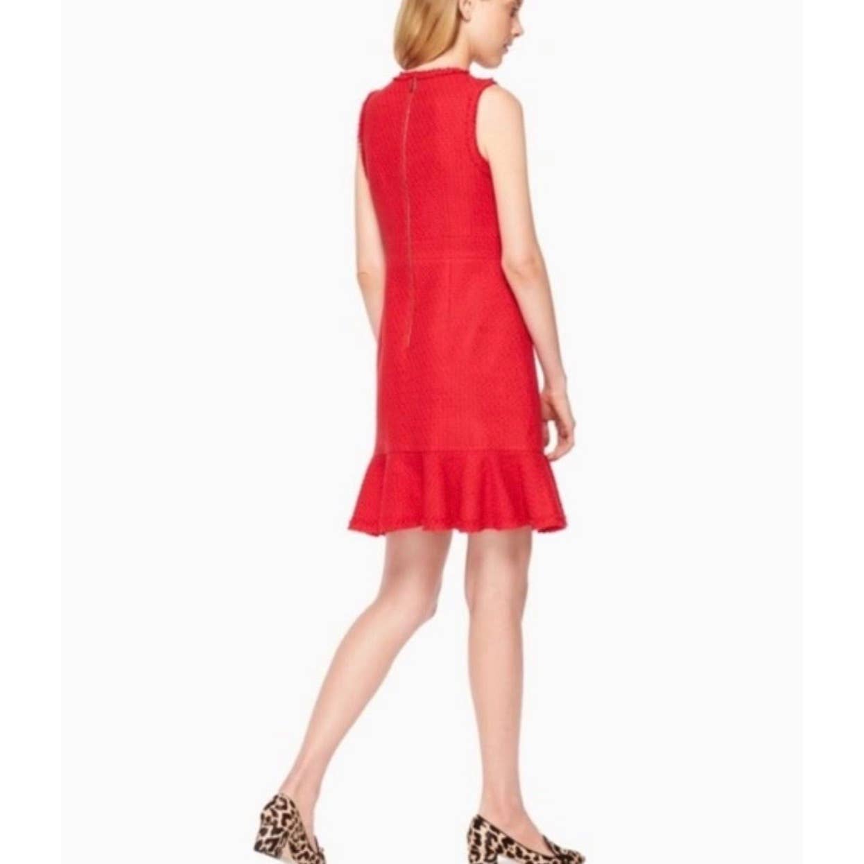 Kate Spade Tweed Ruffle Sleeveless Dress Sleeveless Textured Size 0 Red New - Premium from Kate Spade - Just $149.0! Shop now at Finds For You