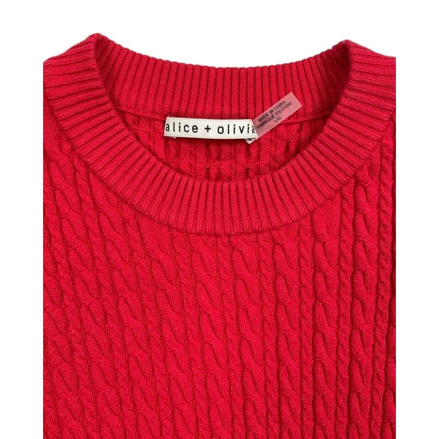 Alice + Olivia Yuna Cable Knit Dress Bodycon Size Large Red - Premium Clothing, Shoes & Accessories:Baby:Baby & Toddler Clothing:Bottoms from Alice + Olivia - Just $199.00! Shop now at Finds For You