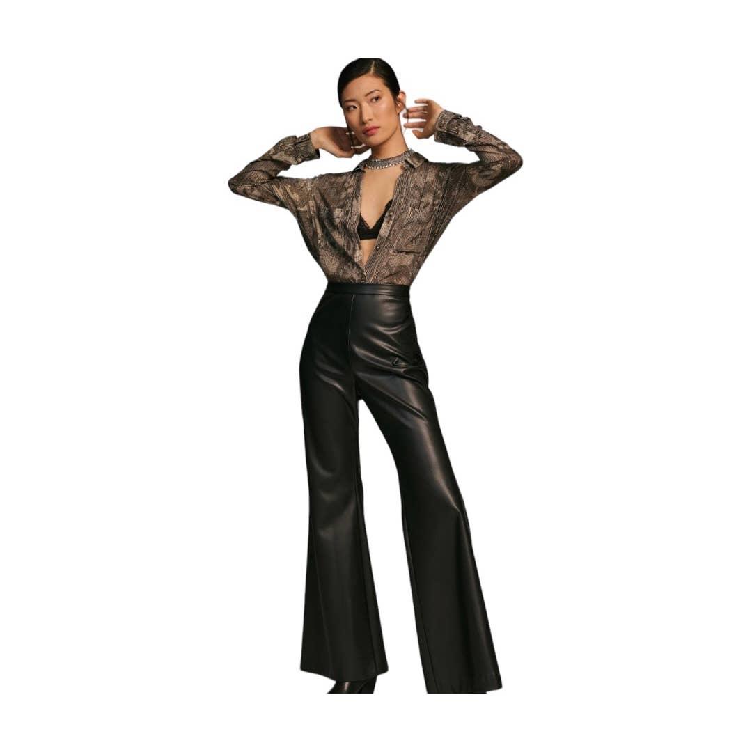 Anthropologie Hutch Faux Leather Flare Pants Size 8 Black New - Premium Clothing, Shoes & Accessories:Baby:Baby & Toddler Clothing:Bottoms from Anthropologie - Just $149.00! Shop now at Finds For You