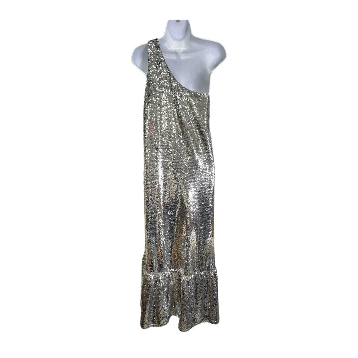 Anthropologie Maeve Sequin One Shoulder Midi Dress Size M New Silver - Premium from Anthropologie - Just $189.00! Shop now at Finds For You