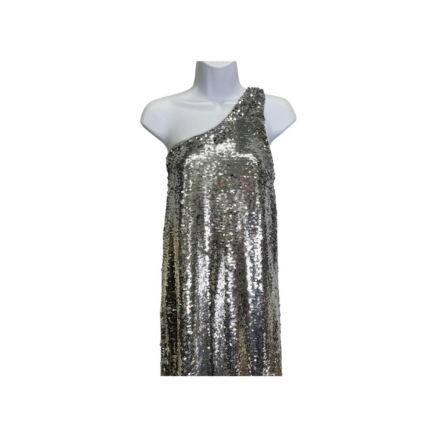 Anthropologie Maeve Sequin One Shoulder Midi Dress Size M New Silver - Premium from Anthropologie - Just $189.00! Shop now at Finds For You
