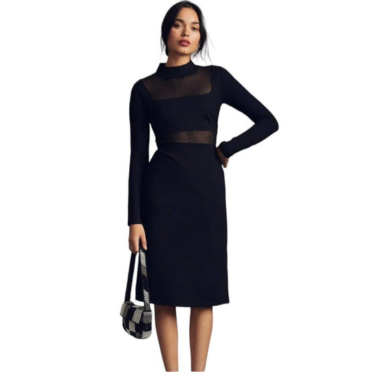 Anthropologie Maeve Sheer Side Slit Dress Body Con Size S Black - Premium Clothing, Shoes & Accessories:Baby:Baby & Toddler Clothing:Bottoms from Anthropologie - Just $160.00! Shop now at Finds For You