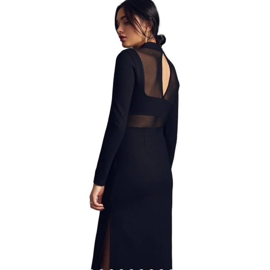 Anthropologie Maeve Sheer Side Slit Dress Body Con Size S Black - Premium Clothing, Shoes & Accessories:Baby:Baby & Toddler Clothing:Bottoms from Anthropologie - Just $160.00! Shop now at Finds For You
