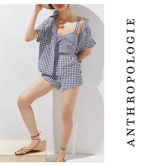 Anthropologie Maeve Three Piece Gingham Short Set Size 4 NEW - Premium Clothing, Shoes & Accessories:Women:Women's Clothing:Tops from Anthropologie - Just $99.99! Shop now at Finds For You