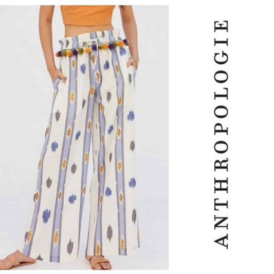 Anthropologie Ollari Pom Pom Wide Leg Ikat Pants NEW Size Small - Premium Clothing, Shoes & Accessories:Women:Women's Clothing:Pants from Anthropologie - Just $60.00! Shop now at Finds For You