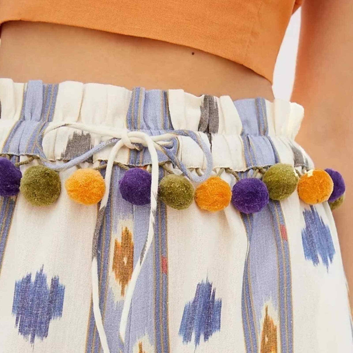 Anthropologie Ollari Pom Pom Wide Leg Ikat Pants NEW Size Small - Premium Clothing, Shoes & Accessories:Women:Women's Clothing:Pants from Anthropologie - Just $60.00! Shop now at Finds For You