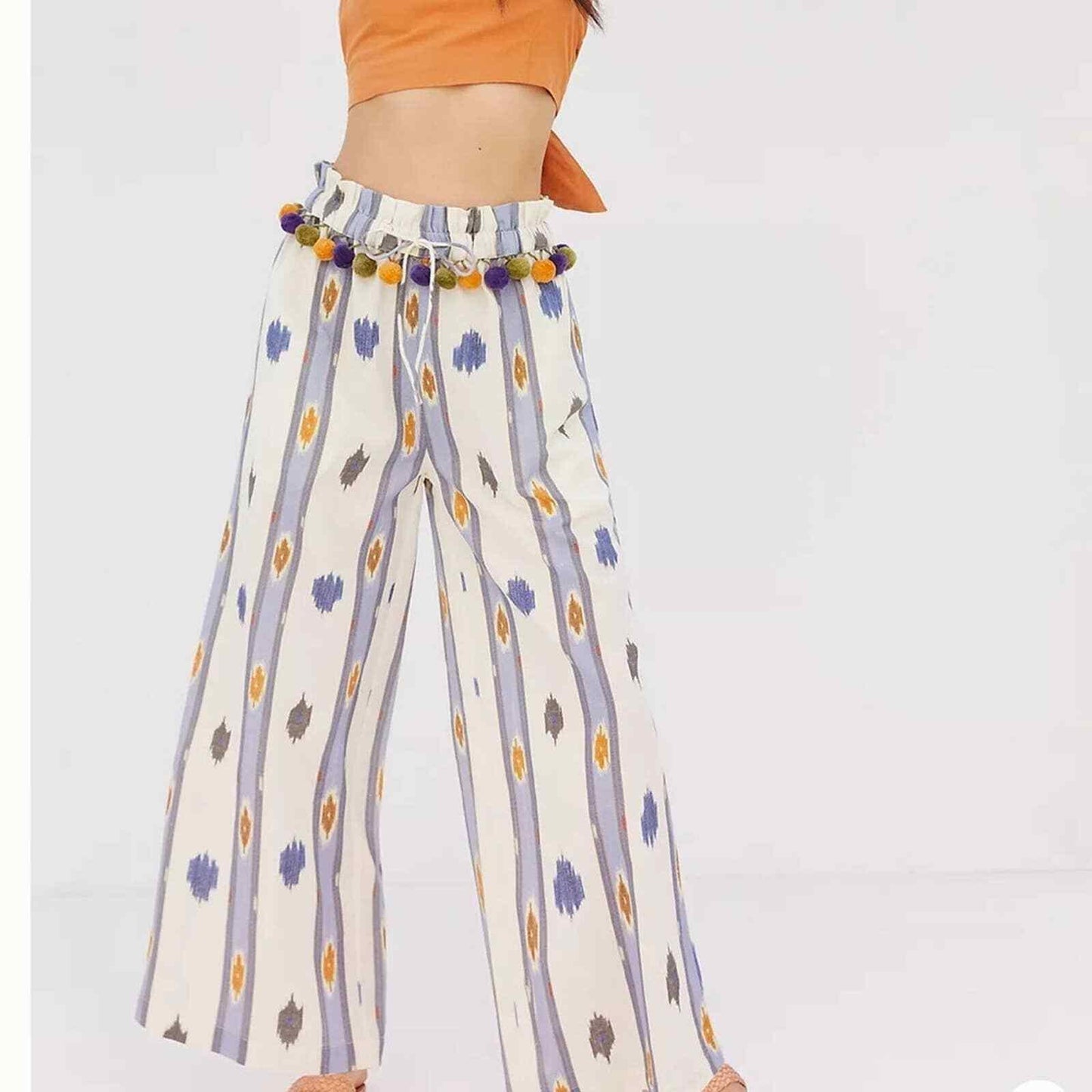 Anthropologie Ollari Pom Pom Wide Leg Ikat Pants NEW Size Small - Premium Clothing, Shoes & Accessories:Women:Women's Clothing:Pants from Anthropologie - Just $60.00! Shop now at Finds For You