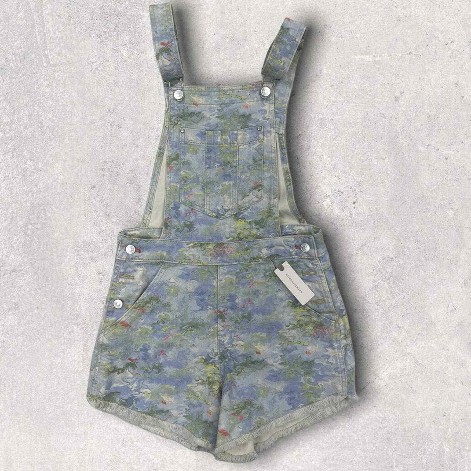 Anthropologie Pilcro Cut-Off Short Overalls Size 26 Denim Watercolor - Premium Clothing, Shoes & Accessories:Women:Women's Clothing:Jumpsuits & Rompers from Anthropologie - Just $99.99! Shop now at Finds For You