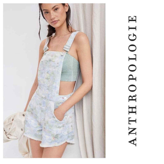 Anthropologie Pilcro Cut-Off Short Overalls Size 32 Denim Watercolor NEW - Premium Clothing, Shoes & Accessories:Women:Women's Clothing:Jumpsuits & Rompers from Anthropologie - Just $100.99! Shop now at Finds For You