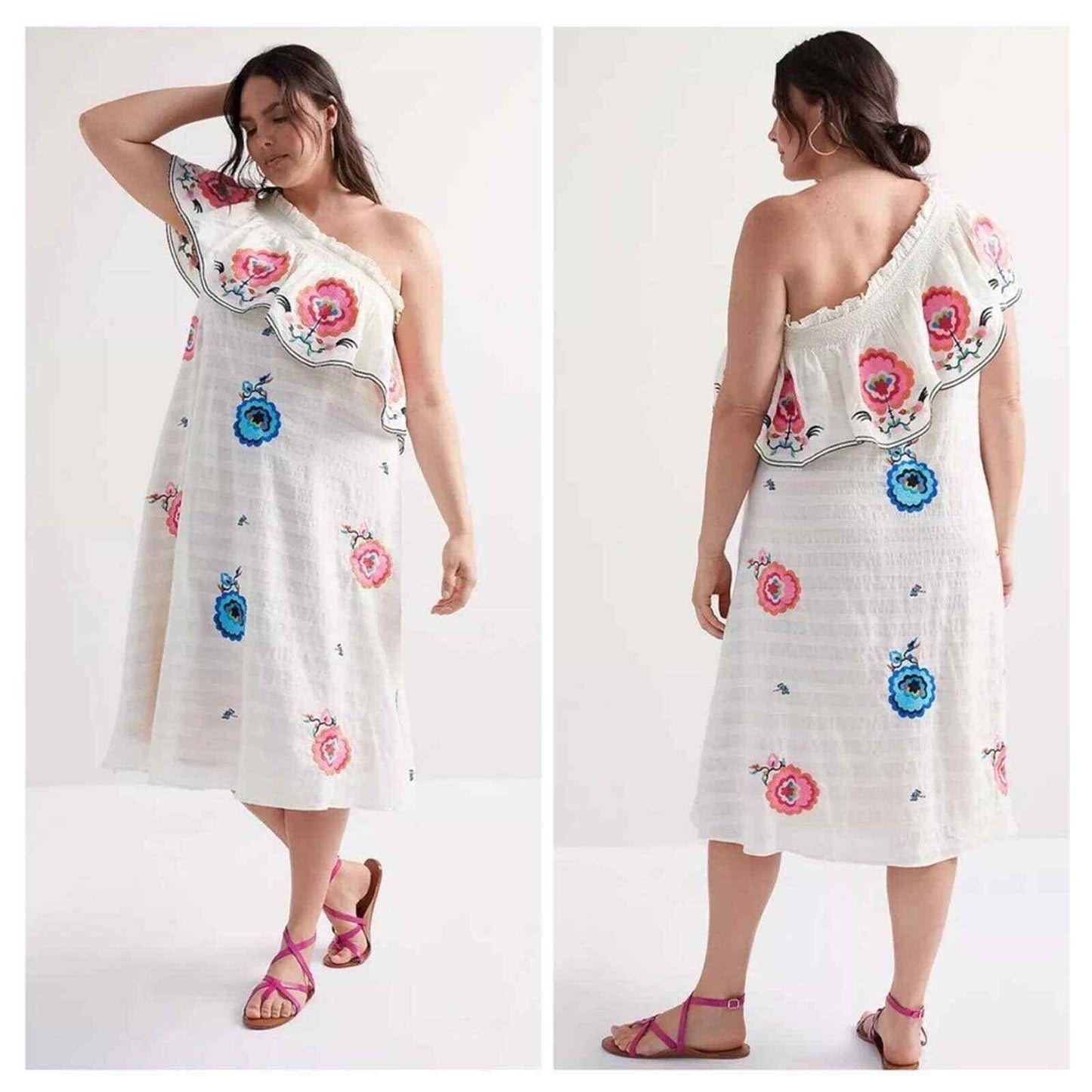 Anthropologie Plenty Tracy Reese Embroidered One Shoulder Dress NEW Plus 1X - Premium Clothing, Shoes & Accessories:Women:Women's Clothing:Dresses from Anthropologie - Just $116.00! Shop now at Finds For You