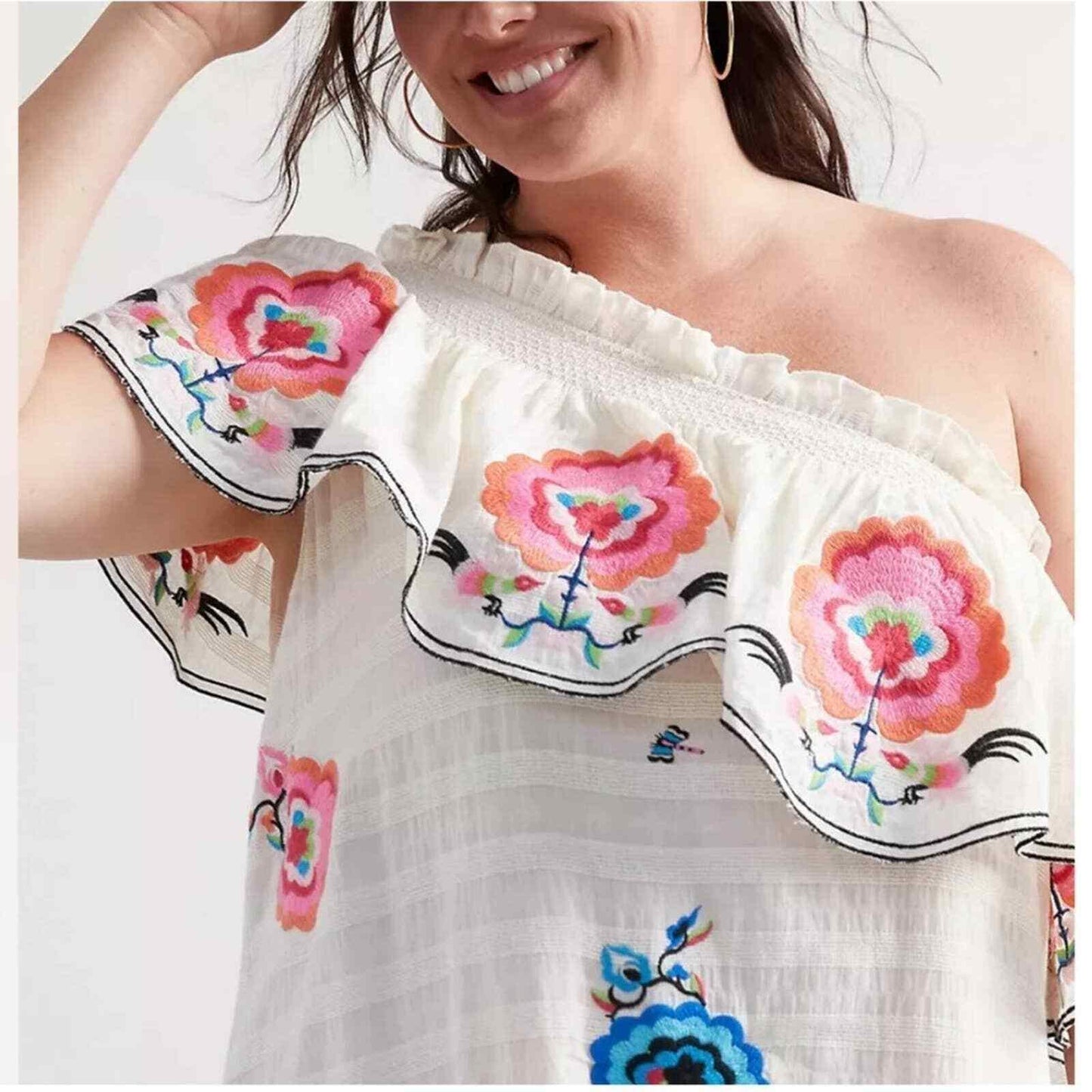 Anthropologie Plenty Tracy Reese Embroidered One Shoulder Dress NEW Plus 1X - Premium Clothing, Shoes & Accessories:Women:Women's Clothing:Dresses from Anthropologie - Just $116.00! Shop now at Finds For You