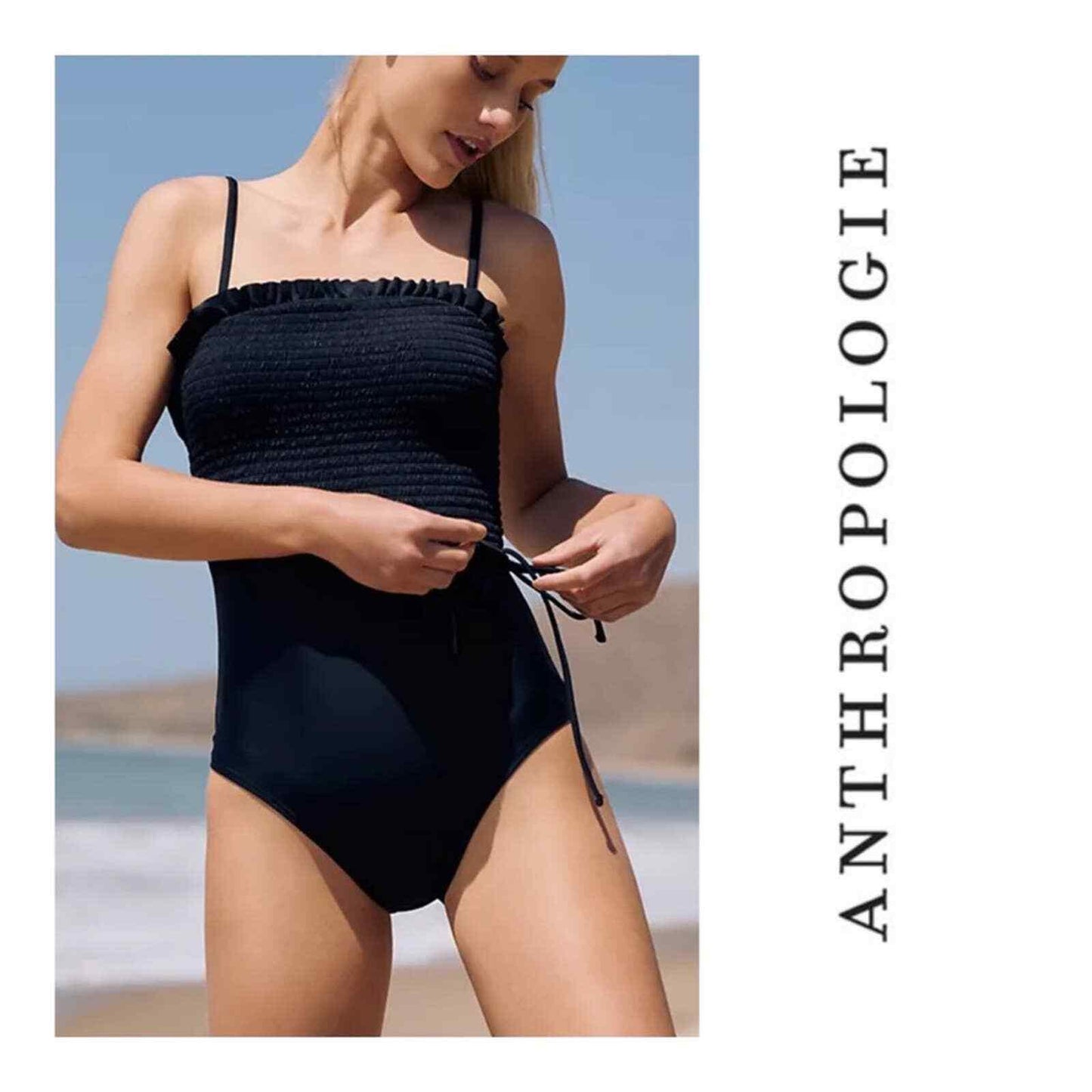 Anthropologie Smocked One Piece Swimsuit Bathing Suit Size Small Black - Premium Clothing, Shoes & Accessories:Women:Women's Clothing:Swimwear from Anthropologie - Just $130.29! Shop now at Finds For You