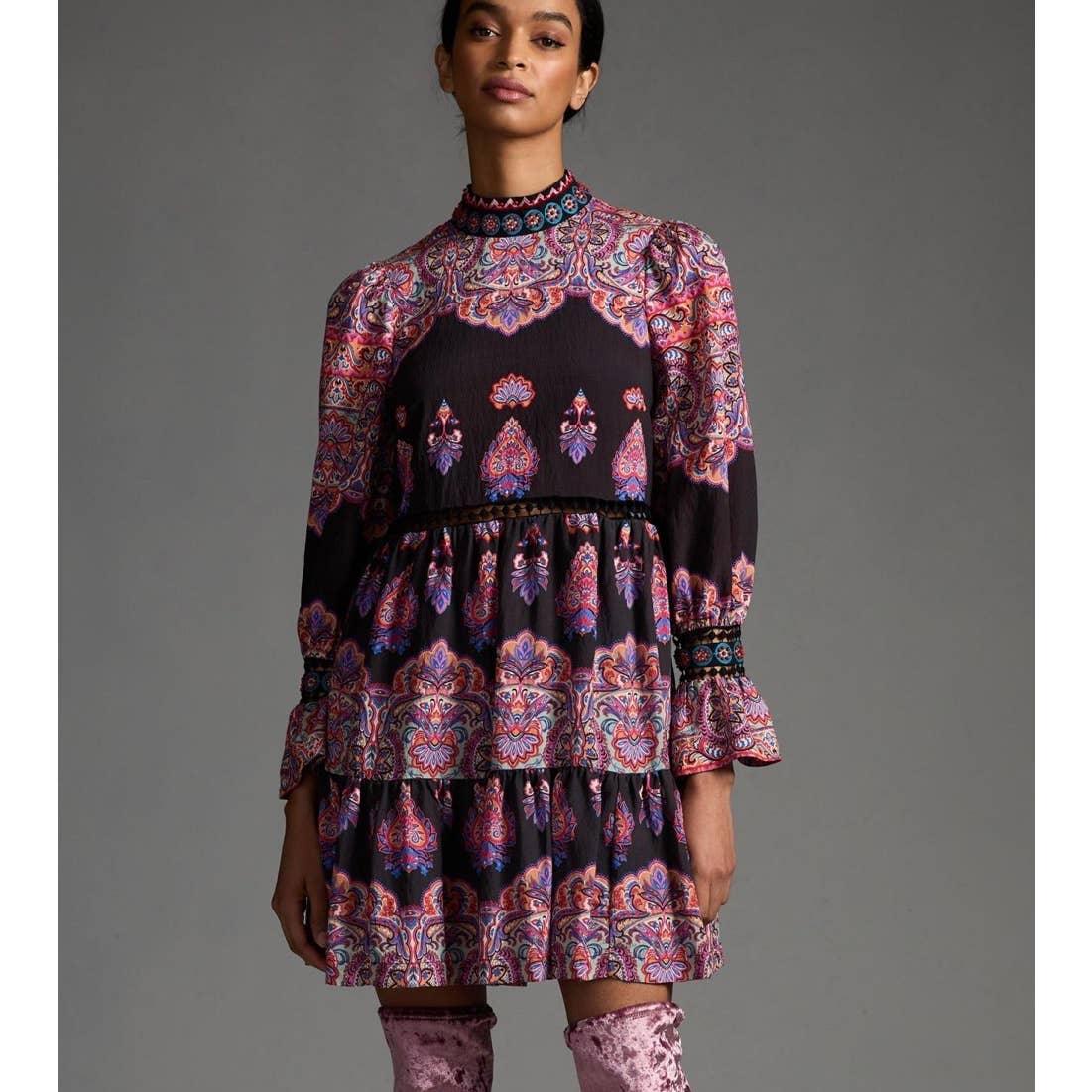 Anthropologie Tiered Mixed Print Beaded Dress Size 6 New - Premium Clothing, Shoes & Accessories:Baby:Baby & Toddler Clothing:Bottoms from Anthropologie - Just $168.0! Shop now at Finds For You