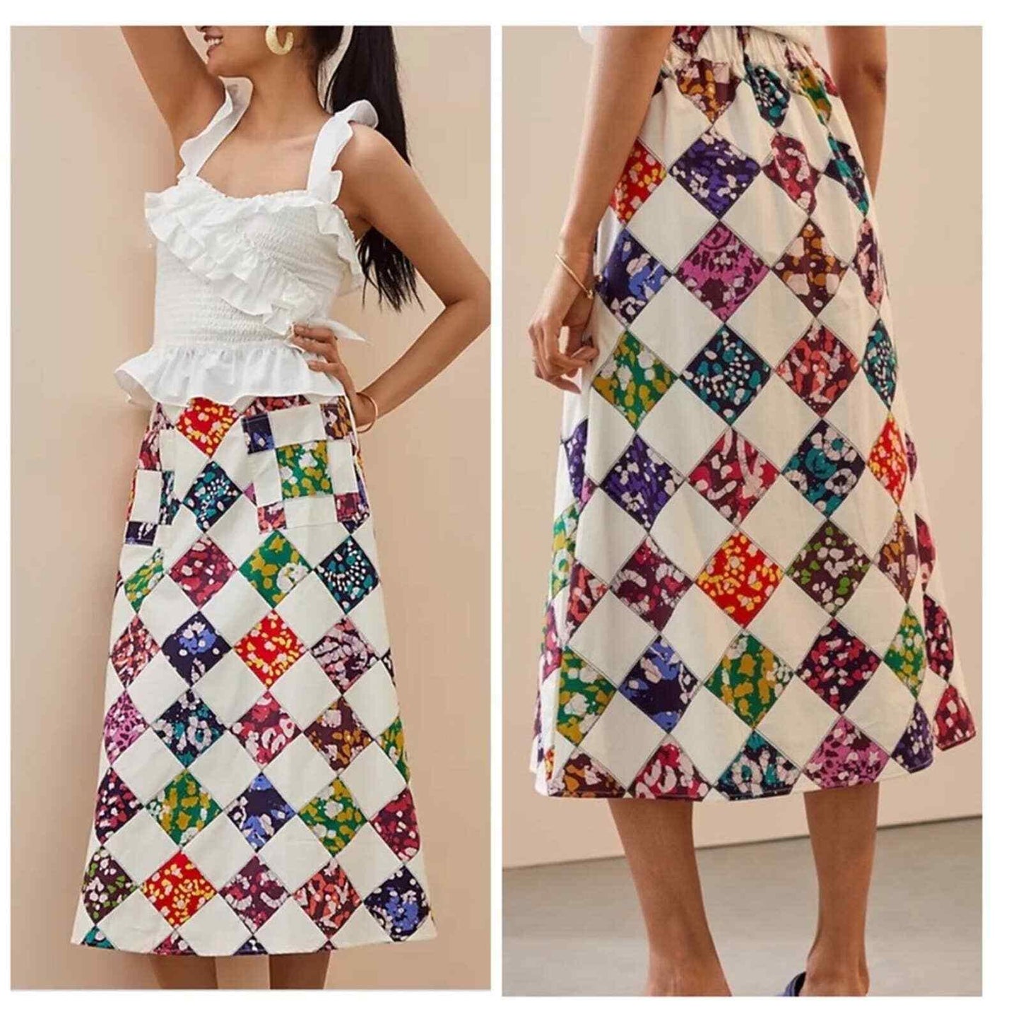 Anthropologie Tiny Patchwork Midi Skirt Size Small New - Premium Clothing, Shoes & Accessories:Women:Women's Clothing:Skirts from Anthropologie - Just $90.00! Shop now at Finds For You