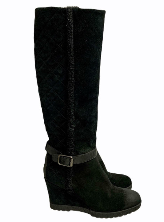Aquatalia Women's Callie Black Suede Quilted Weatherproof Wedge Boot Size 9 - Premium Clothing, Shoes & Accessories:Women:Women's Shoes:Boots from Aquatalia - Just $90.89! Shop now at Finds For You