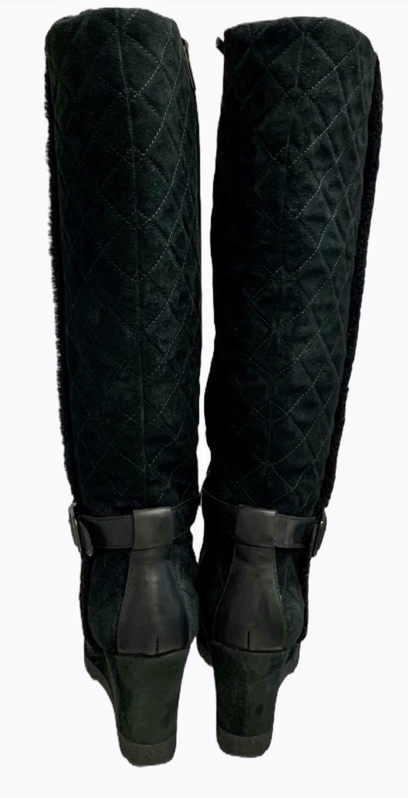 Aquatalia Women's Callie Black Suede Quilted Weatherproof Wedge Boot Size 9 - Premium Clothing, Shoes & Accessories:Women:Women's Shoes:Boots from Aquatalia - Just $90.89! Shop now at Finds For You