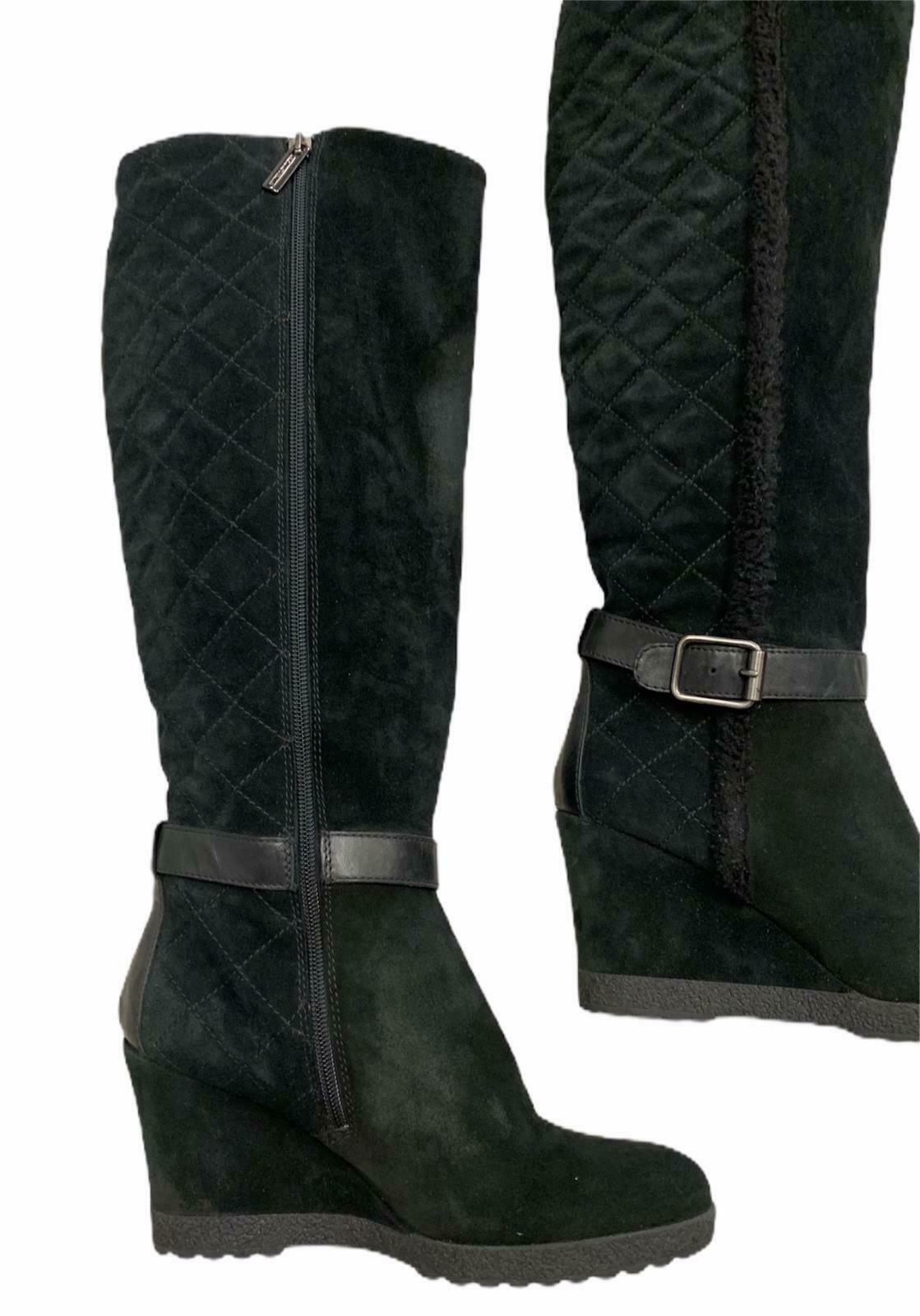 Aquatalia Women's Callie Black Suede Quilted Weatherproof Wedge Boot Size 9 - Premium Clothing, Shoes & Accessories:Women:Women's Shoes:Boots from Aquatalia - Just $90.89! Shop now at Finds For You