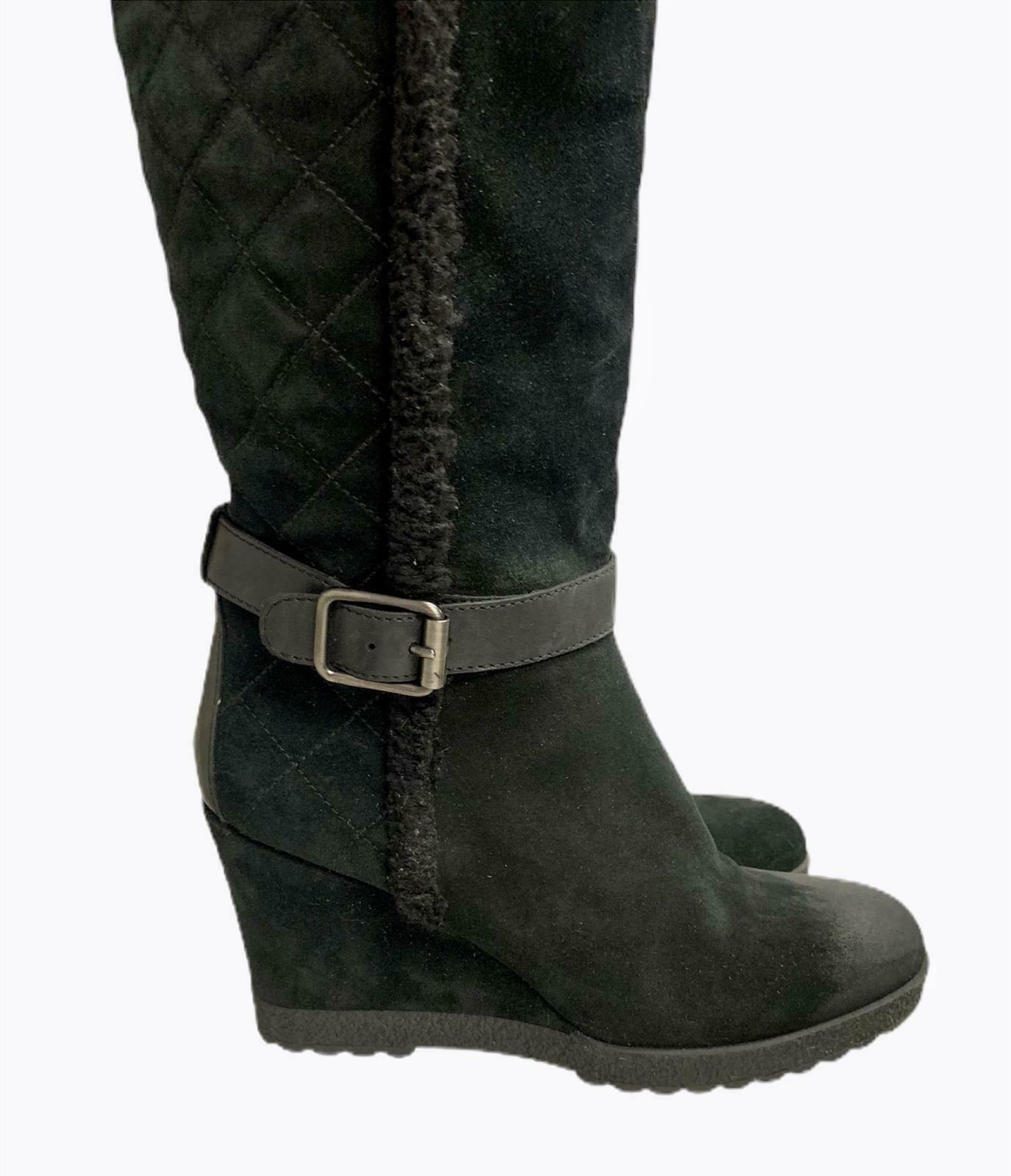 Aquatalia Women's Callie Black Suede Quilted Weatherproof Wedge Boot Size 9 - Premium Clothing, Shoes & Accessories:Women:Women's Shoes:Boots from Aquatalia - Just $90.89! Shop now at Finds For You