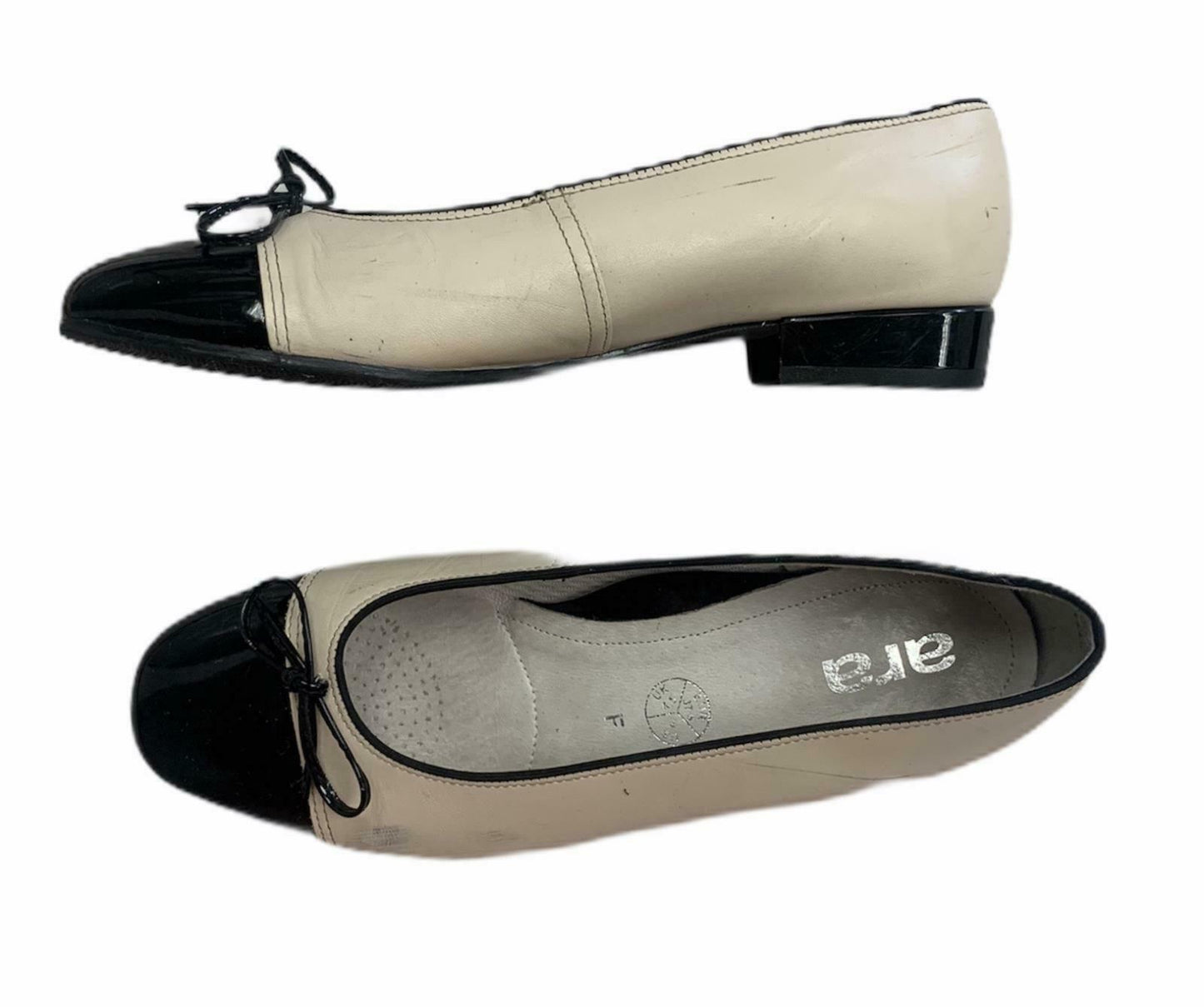 ARA Cap Toe Pumps Block Heels Leather Comfort Size 7 US 4.5 UK Black Ivory - Premium Clothing, Shoes & Accessories:Women:Women's Shoes:Heels from ara - Just $18.17! Shop now at Finds For You