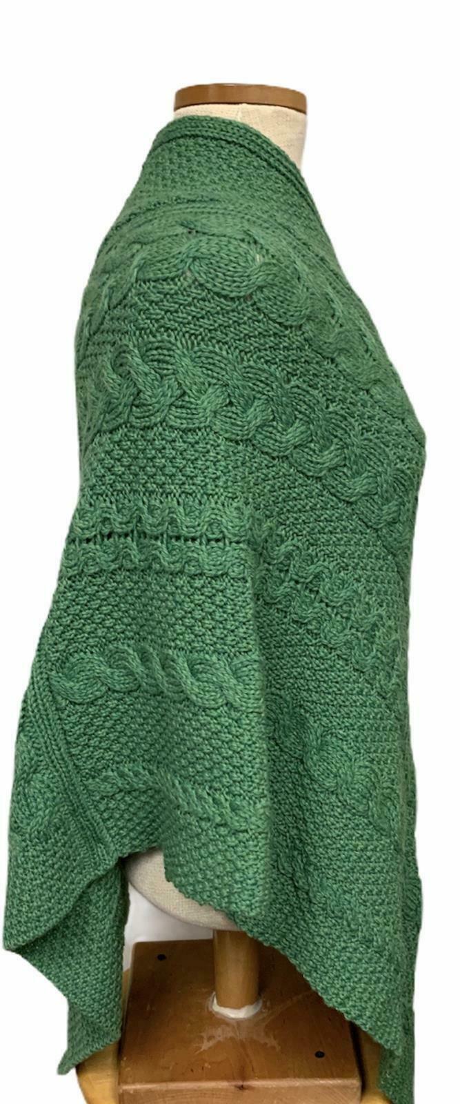 Aran Crafts 100% Merino Wool Cable Knit Poncho Sweater Made in Ireland S M Green - Premium Clothing, Shoes & Accessories:Women:Women's Accessories:Scarves & Wraps from Aran Crafts - Just $57.56! Shop now at Finds For You