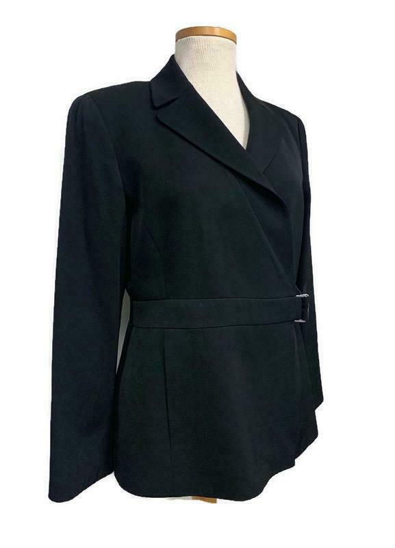 Armani Collezioni Wool Wrap Wool Blazer Size 46 EU 10 US Black Wear to Work - Premium Clothing, Shoes & Accessories:Women:Women's Clothing:Suits & Suit Separates from Armani - Just $51.50! Shop now at Finds For You