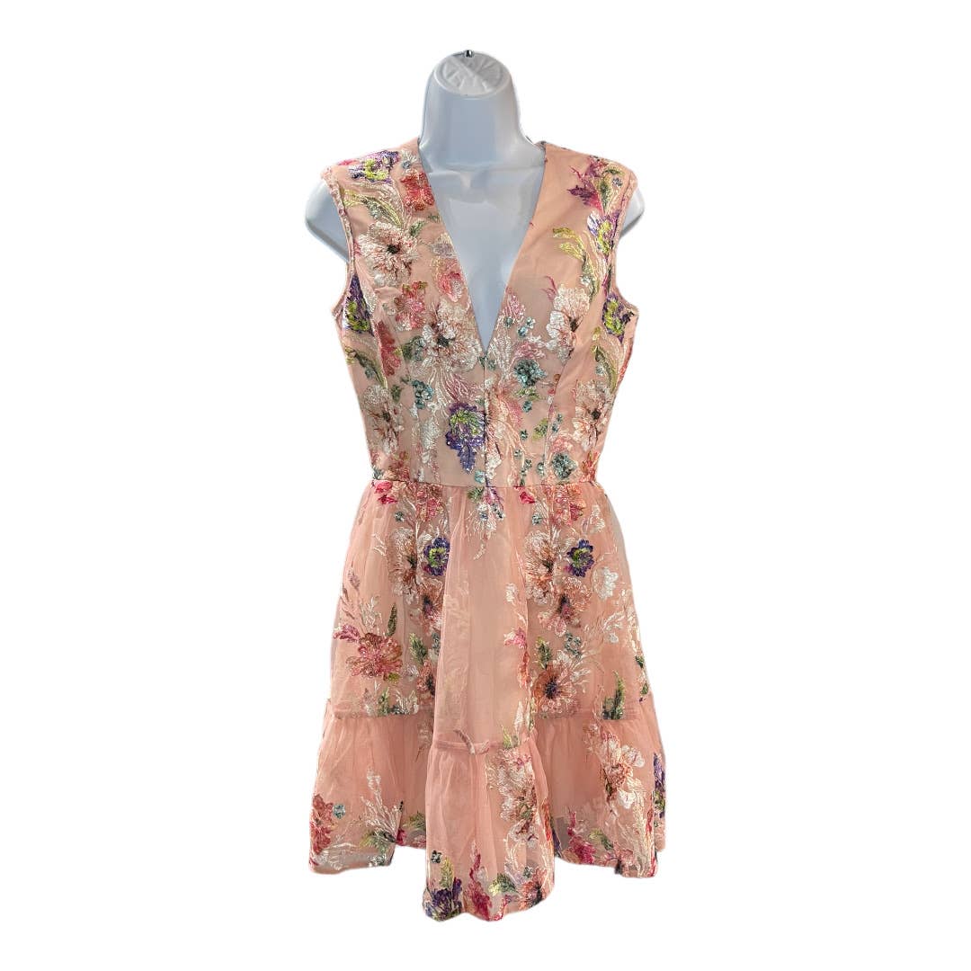New S Size Barbiecore Dress The Population Samantha Embroidered Ruffle - Premium from Dress The Population - Just $149! Shop now at Finds For You