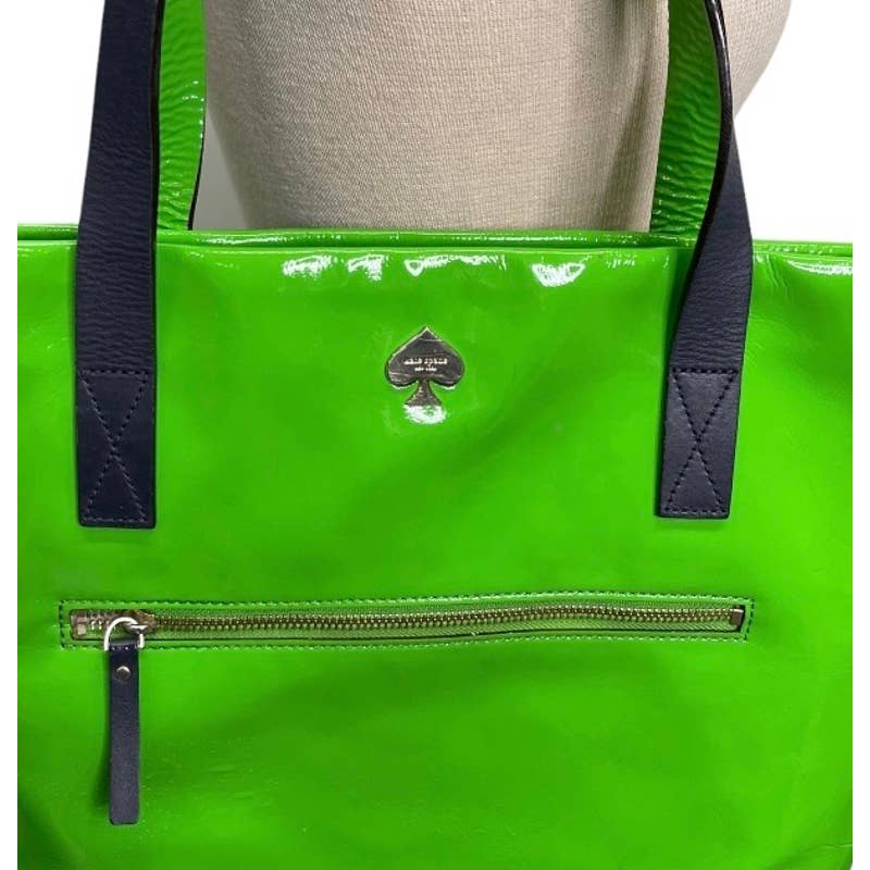 Kate Spade Zin Bon Shopper Patent Tote Handbag Purse Neon Green - Premium from Kate Spade - Just $89.0! Shop now at Finds For You