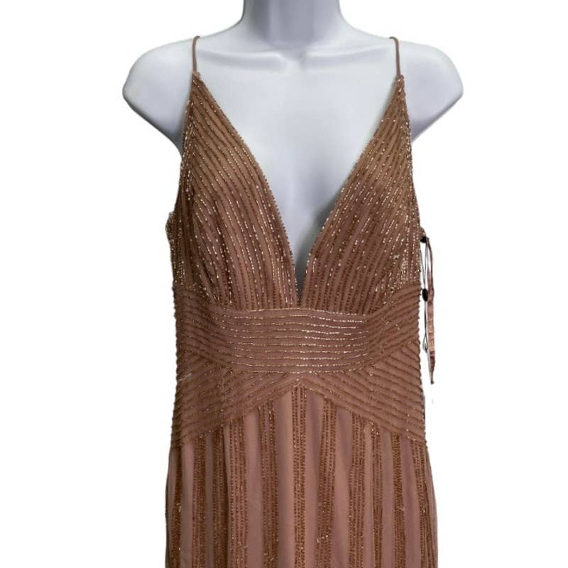 Adrienne Papel Rose Gold Beaded Dress Size 4 New - Premium from Adrianna Papell - Just $79.0! Shop now at Finds For You