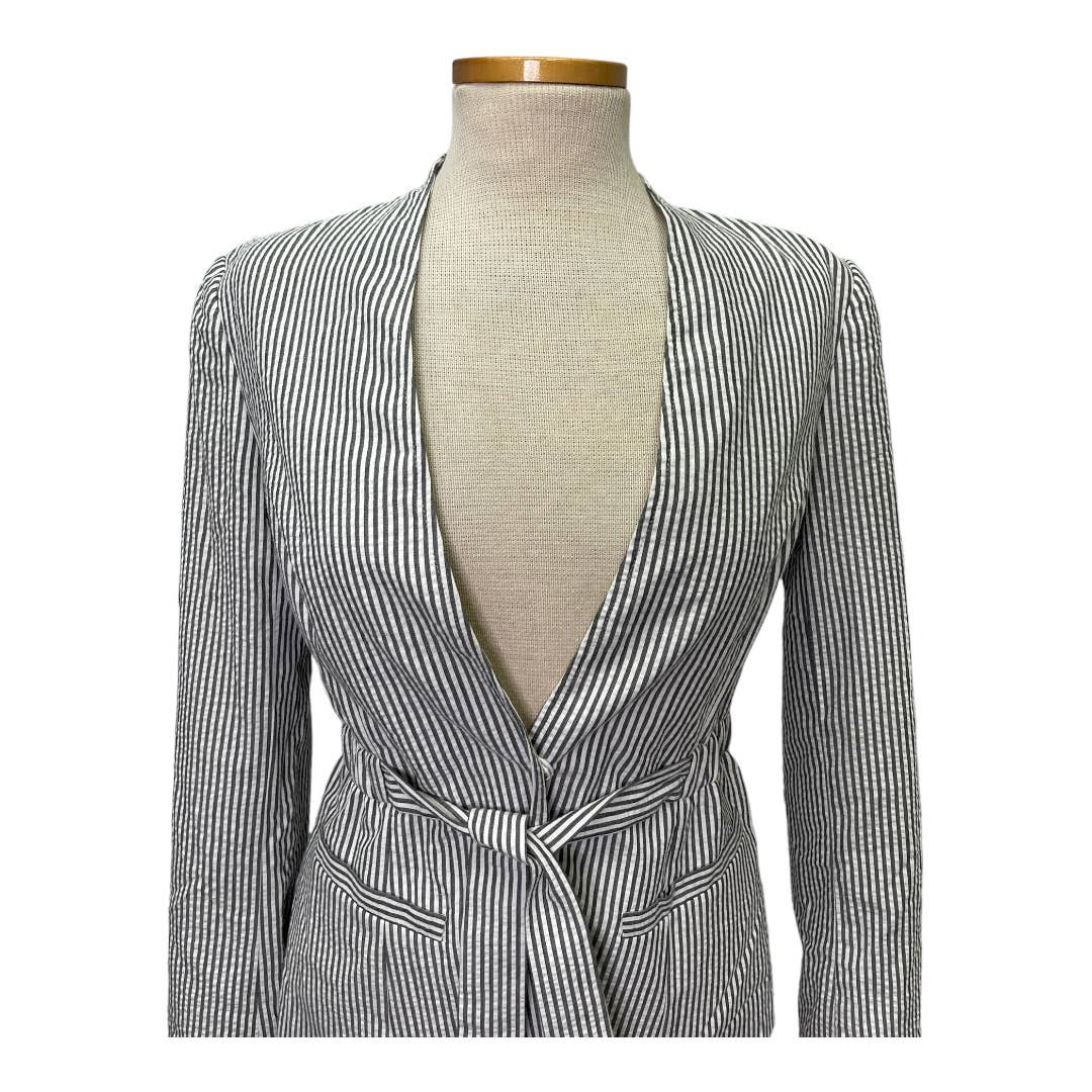 Lafayette 148 New York Seersucker Black White Striped Blazer Jacket Size 4 - Premium from Lafayette 148 New York - Just $99.0! Shop now at Finds For You