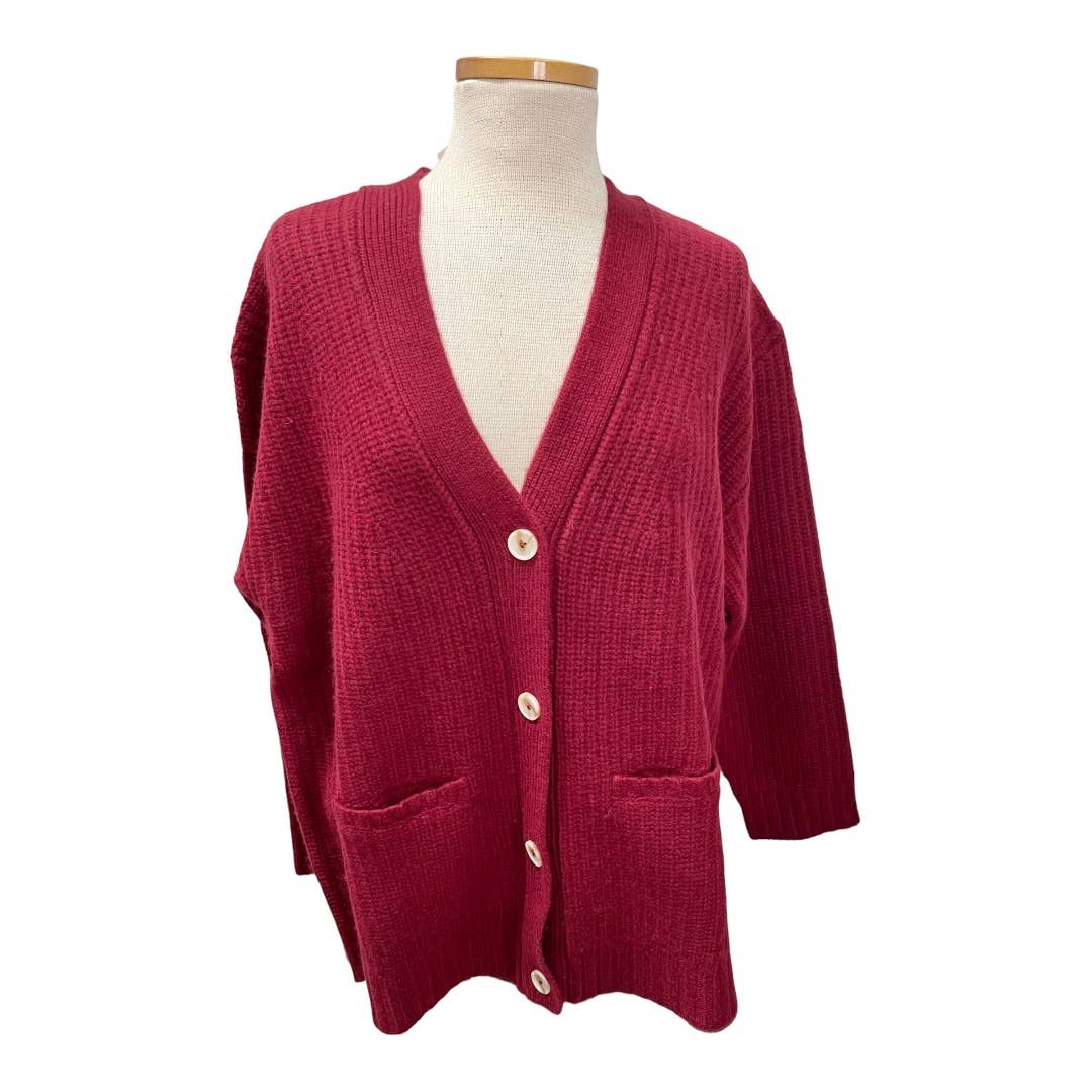 Free People x Sandrine Rose Cashmere Blend Grandpa Cardigan Size M Burgundy New - Premium from Free People - Just $149.0! Shop now at Finds For You