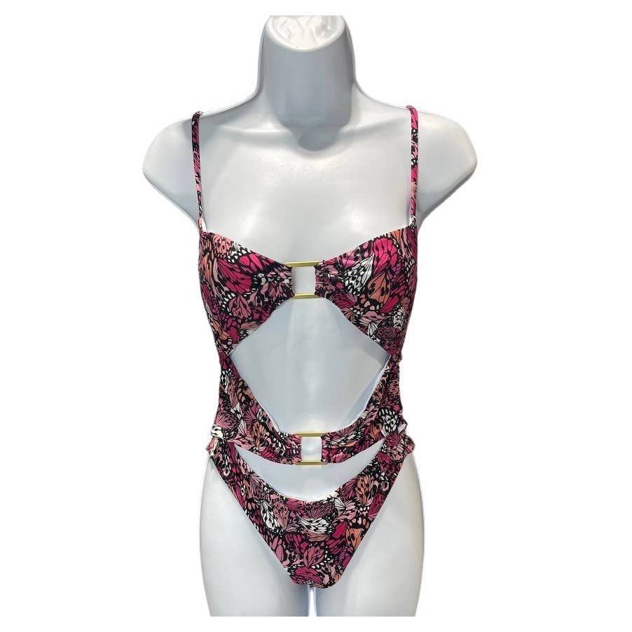 L’ Space Trinity Cut Out One Piece Swimsuit Bathing Suit Small Butterflies New - Premium from L*SPACE - Just $89.0! Shop now at Finds For You