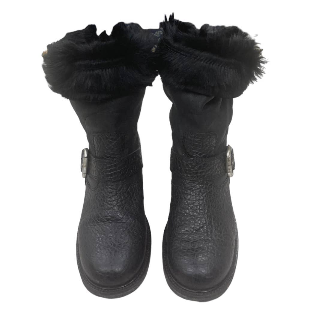 Giuseppe Zanotti Fur Lined Moto Boots Leather Size 40.5 10.5 - Premium from Giuseppe Zanotti - Just $179.0! Shop now at Finds For You