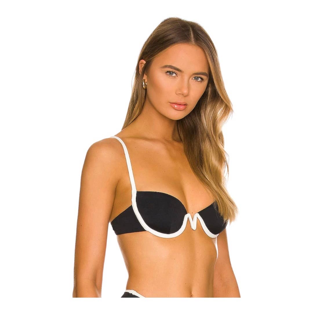L*SPACE Revolve Set Nico Underwire Bikini Top Mercury Bottom L New Black White - Premium from L*SPACE - Just $99.0! Shop now at Finds For You