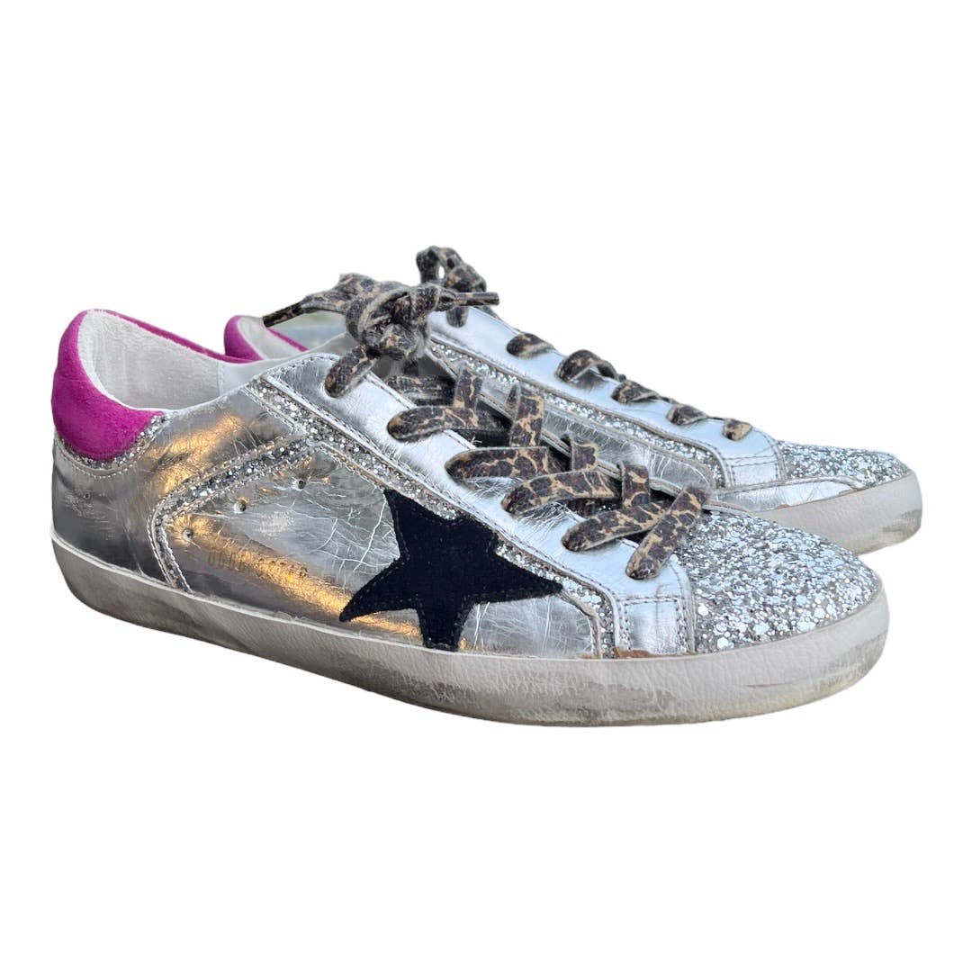 Golden Goose Super Star Low Top Leather Sneakers Silver Shoes Size 41 - Premium from Golden Goose - Just $459.00! Shop now at Finds For You