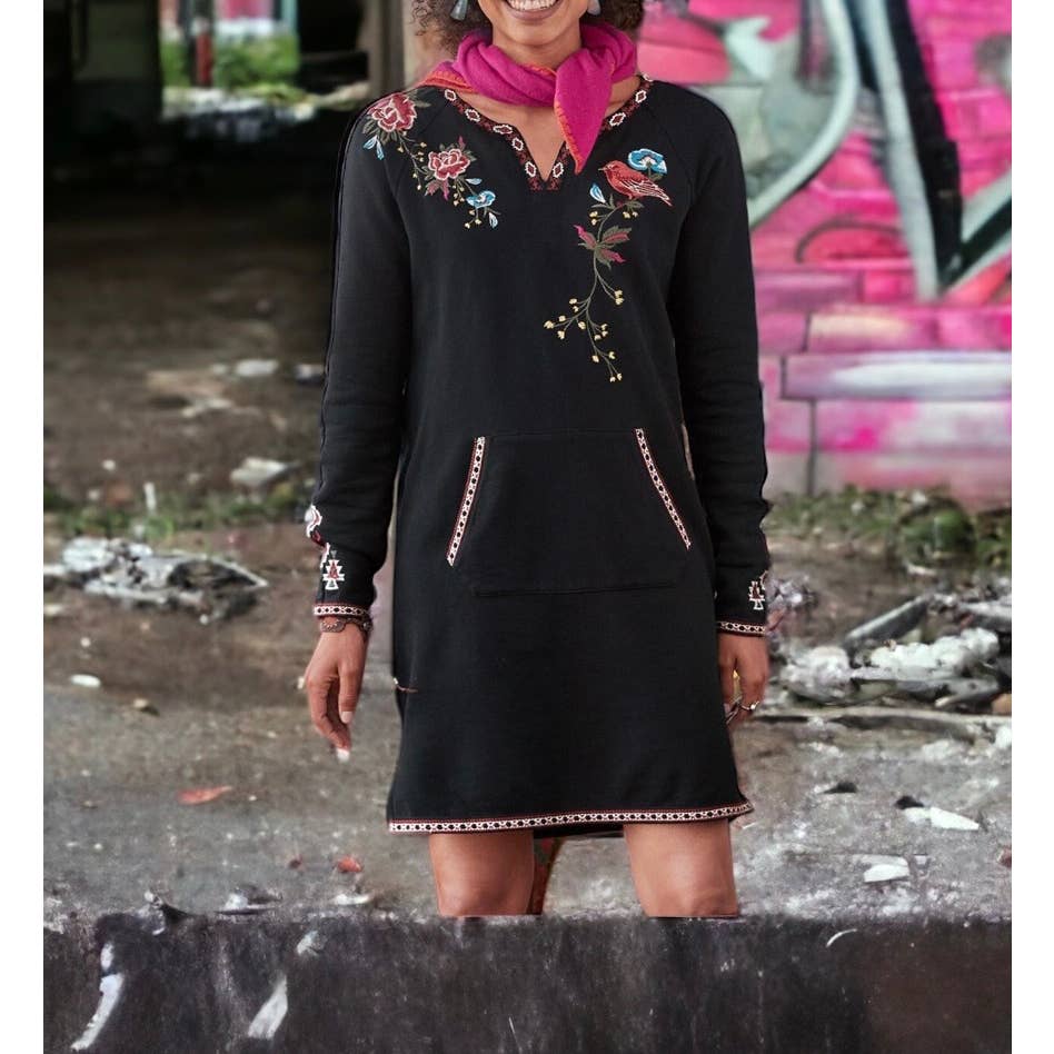 Driftwood Matea Embroidered Dress Tunic Size M Black - Premium from Driftwood - Just $79.0! Shop now at Finds For You