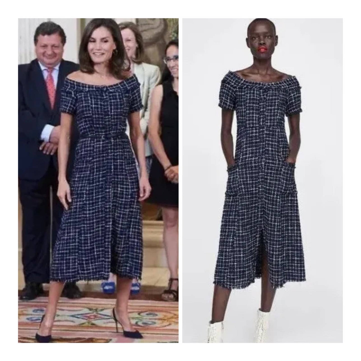 Zara Tweed Midi Dress ASO Queen Letizia Spain Blogger Favorite XL New - Premium from ZARA - Just $139.0! Shop now at Finds For You