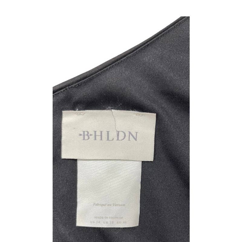 Anthropologie BHLDN Dylan Satin One Shoulder Slit Gown Size 14 Black - Premium from BHLDN - Just $145.0! Shop now at Finds For You