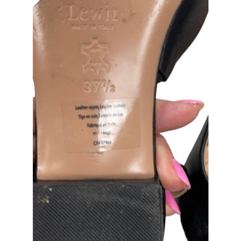 Lewit Alessia Ankle Strap Ruffle Ballet Flats Leather 37.5 7.5 Black - Premium from Lewit - Just $62.0! Shop now at Finds For You