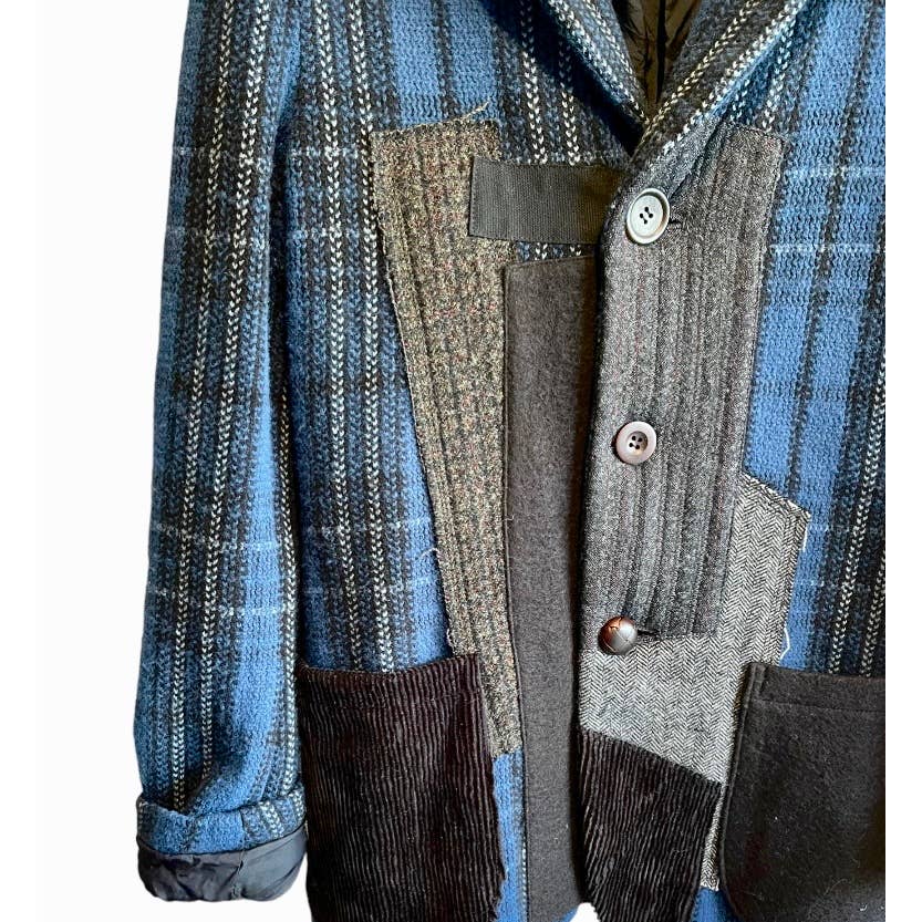 Junya Watanabe x Comme des Garçons Patchwork Wool Men’s Blazer Jacket S Japan Blue - Premium from Junya Watanabe - Just $999.00! Shop now at Finds For You