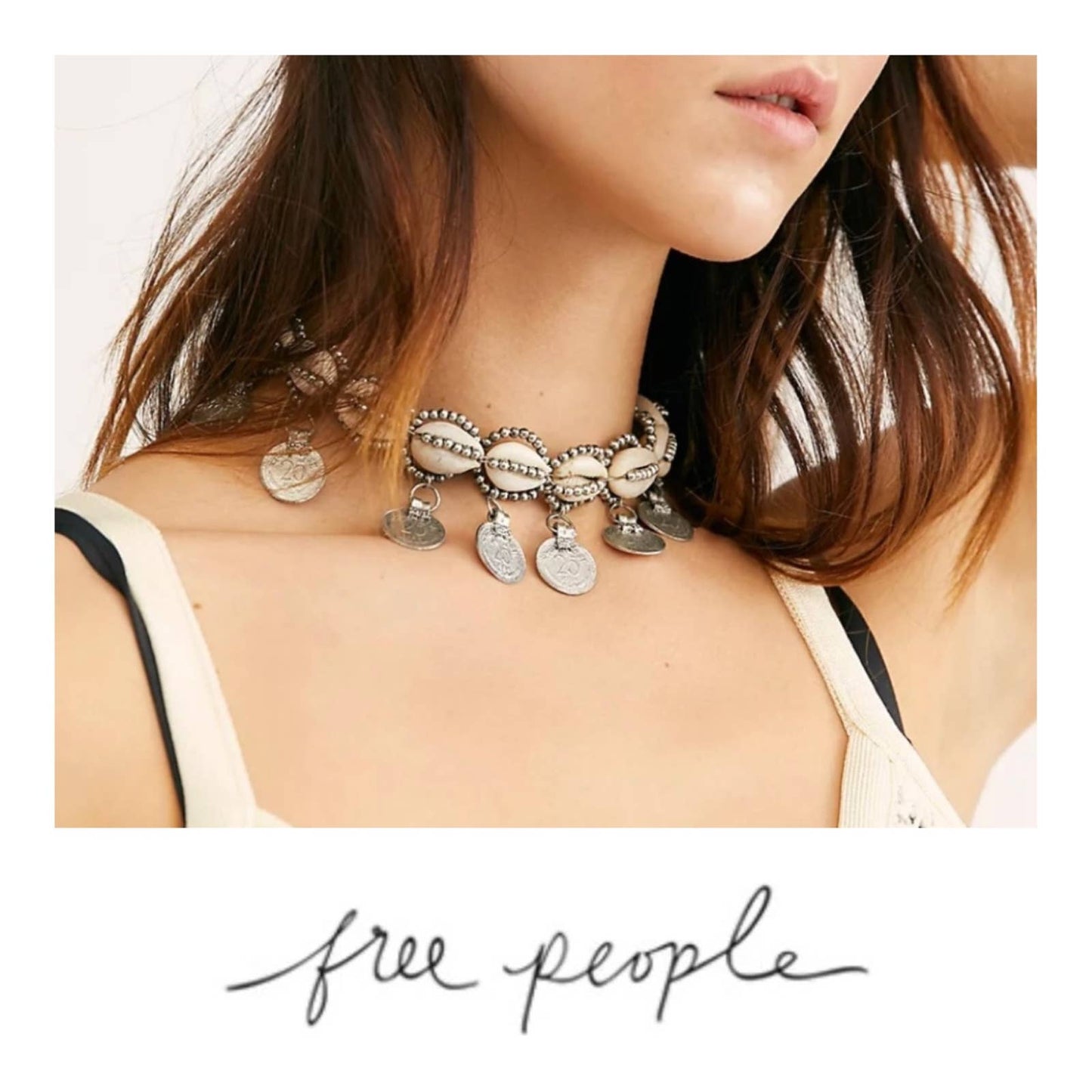Free People Shell and Coin Dangle Choker Necklace Bohemian New - Premium from Free People - Just $59.0! Shop now at Finds For You