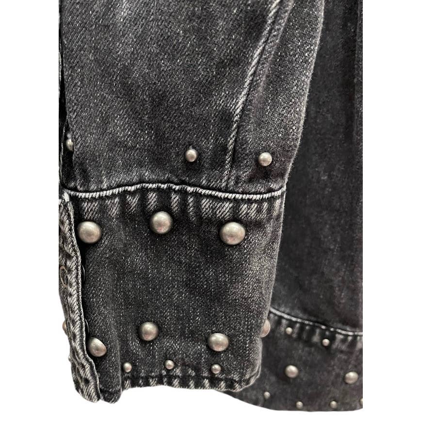 Free People Black Denim Studded Distressed Snap Closure Jacket M - Premium  from Free People - Just $145.0! Shop now at Finds For You