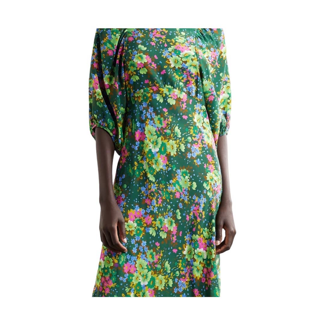 Les Reveries Floral Print Silk Crepe de Chine Midi Dress Size 10 - Premium from Les Reveries - Just $359.00! Shop now at Finds For You